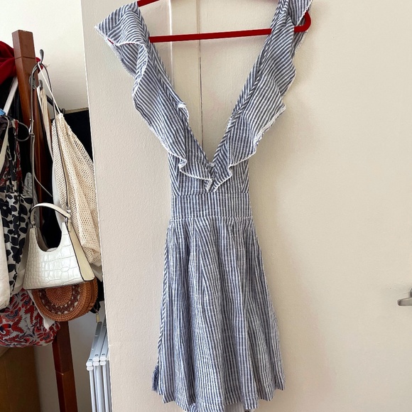 Free People Seersucker Crossback Dress - Picture 1 of 5